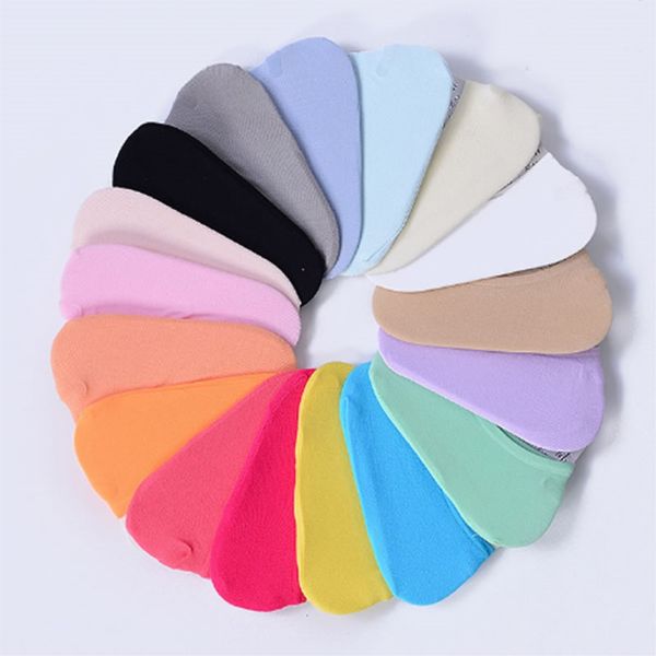 Chaussettes magiques de couleur de bonbons en velours cachés à la cheville courte enfants enfants respirants non-présentant les chaussettes féminines en gros