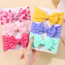 Candy Colors Baby Bowknot Hairband Broadside Bandband Kids Girls Girls Boutique Elastic Protect Turban Headwear Hair Accessories 240515