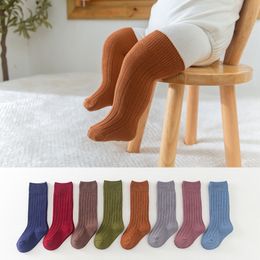 Snoepkleuren baby kinderen sokken nieuw 100% katoenen gebreide knie bescherming lange zachte baby sokken