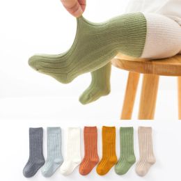 Chaussettes couleurs acidulées pour bébés et enfants, 100% coton tricoté, protection des genoux, longues et douces, pour nourrissons, nouvelle collection