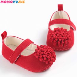 Candy Colors Born Baby Prewalker Soft Bottom Chaussures antidérapantes Chaussures Classic Princess Girl Crib Mary Jane Big Flower Shoes 210713