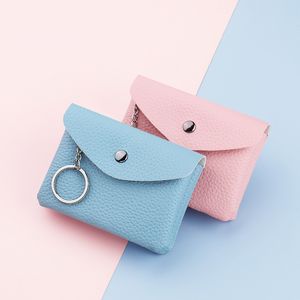 Candy Colors Key Wallets Headset Coin Bags Storage Zipper Clasp PU ID Cards Holders Purses Fahion Mini Hand Holding Small Wallet