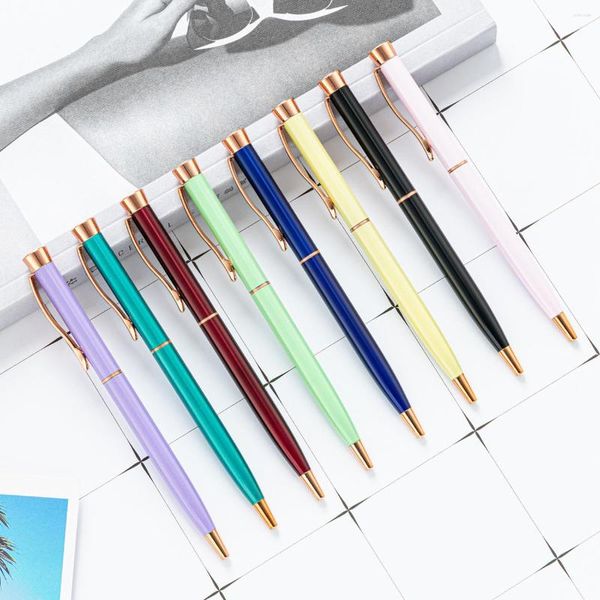 Bonbons multicolore métal stylo à bille bureau outil d'écriture rotatif entreprise Logo personnalisé publicité 1 pc