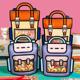 Bonbons Snack Emballage Ziplock Sacs Fourre-Tout Poignée avec Fenêtre Mignon Petit Enfants Dessin Animé En Plastique Scellé Stockage Des Aliments Gfit Paquet Sac