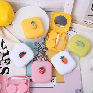 Candy Couleur solide Femmes Portable Contact Contact Lens Box Lens Case For Eyes Care Kit Kit Hase Herde Habillement Container Gift