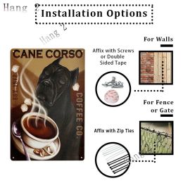 Canne Corso Dog Lovers Année personnalisée Affiche Affiche Cane Corso Coffee Company Home Decor Bathroom Metal Sign Home Art plaque 8x12 pouces