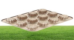 Partitura de pastel de molde de canales 12 Cebavidad Nintick Cannele Muffin Bakeware Pan para horno para horno para vacaciones y vacaciones9709113
