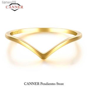 CANNER 925 Sterling Zilver 18k Vergulde Ringen Eenvoudige Romantische Partij Verlovings Trouwring voor Vrouwen Mode-sieraden Geschenken L230704