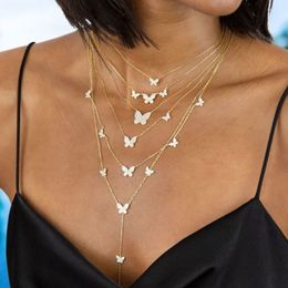 CANNER GoldColor chaîne pendentif papillon collier pour femmes couches breloque ras du cou colliers Boho plage mode bijoux cadeau pas cher