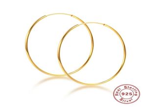 Pendientes CANNER Plata de Ley 925 auténtica para mujer, aros circulares, Pendientes coreanos, joyería de oro de 12mm de espesor 50mm 2201081206149