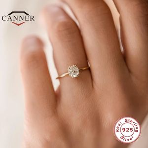Canner Real 925 Sterling Silver Fashion Mini Zircon Engagement Ring for Women Rings Female Gold Color Fine Jewelry Gift Anillos