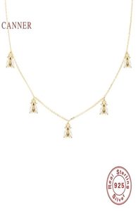 CANNER réel 925 collier en argent Sterling pour les femmes géométrique clavicule chaîne abeille gland bijoux pendentif 18K collier Joyero 2106212556945552