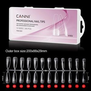 Canni 240pcSbox 12 Size gel nagelstips Pre -vormig extensiesysteem Clear Coffin False Volledige hoes voor manicures 240509