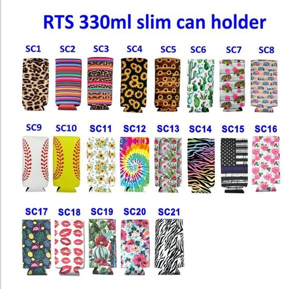 Cans Sleeve Bag Can Bottle Cooler néoprène Bière Beverage Cooler Beer Bottle Holder Cover Can Cup Set Bar Tool 21 Designs BT29