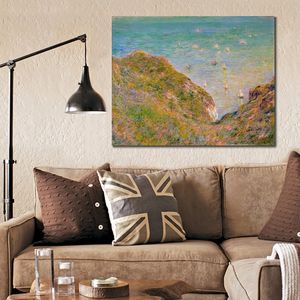 Toile Art Claude Monet peinture vue depuis la falaise à Pourville temps lumineux à la main oeuvre vibrante décor pour cave à vin