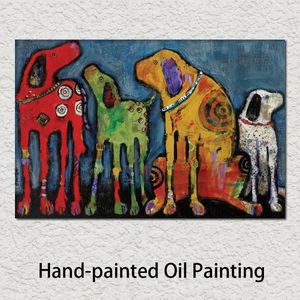 Canvas Art Honden Olieverfschilderijen Vrienden Abstract Schilderen Kunstwerk Dier Handgemaakte Moderne Foto voor Woonkamer Kerstcadeau2737