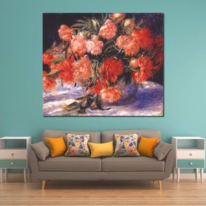 Canvas Art Handgeschilderde olieverfschilderijen van Pierre Auguste Renoir Peonies Garden Landscape Artwork voor Restaurant Decor