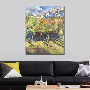 Canvas Art handgeschilderde olieverfschilderijen van Claude Monet de Lindens van Poissy Garden Landscape Artwork voor Restaurant Decor