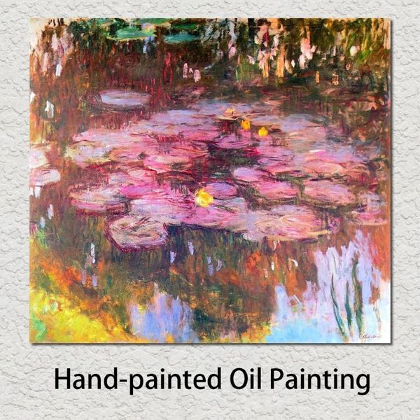 Pinturas al óleo pintadas a mano de Claude Monet, lirios de agua, reproducción de imágenes para decoración de pared de salón, 336v