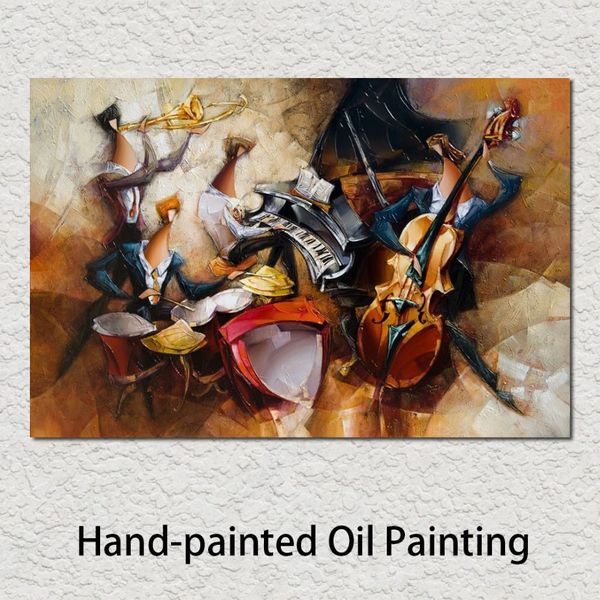 Peintures à l'huile sur toile avec rythme Jazz, peintes à la main, œuvres d'art abstraites modernes pour décoration murale de chambre à coucher, 296q