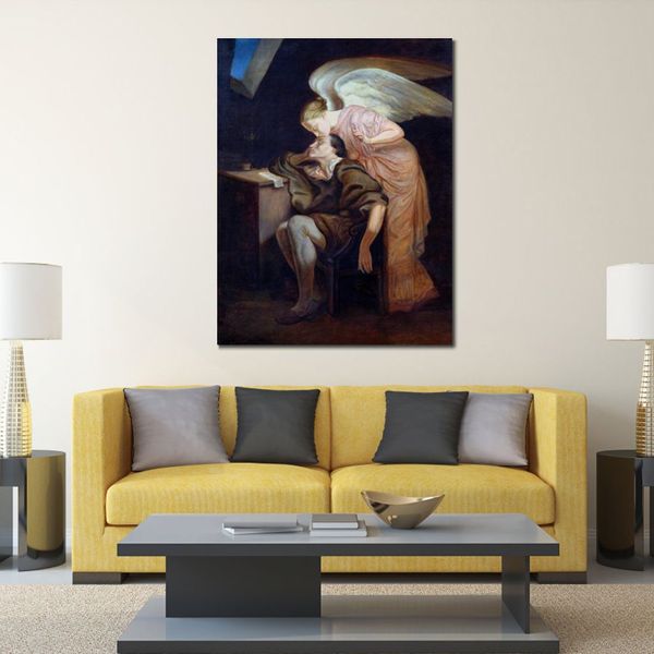 Arte de lienzo Paul Cezanne Pintura El beso de la musa Obra de arte hecha a mano Decoración vibrante para bodega