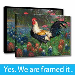 Lienzo Impresión de arte Animal El gallo Pinturas Sala de estar Decoración Imagen Póster Pintura al óleo sobre lienzo - Listo para colgar - Enmarcado