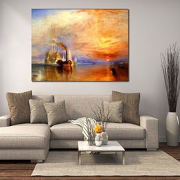 Canvas Art The Fighting Temeraire gesleept naar haar laatste ligplaats om te worden opgebroken door Joseph William Turner schilderij handgemaakte Wall Decor