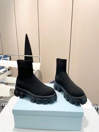 Botas de lona, caña alta, plataforma informal, zapatos con cordones, botas de diseñador, botas tipo calcetín retráctiles