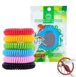 Ongediertebestrijding Anti-Mosquito armband Elastische spiraal Spiraal Hand Polband Telefoonringketen Spring Repellent Sport Travel Outdoorbescherming DHL GJ0224