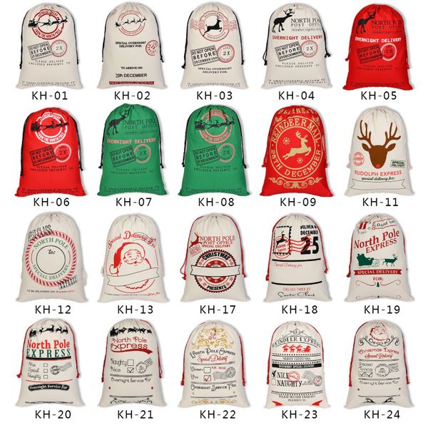 Toile Noël Père Noël Sac Grand Cordon Bonbons Claus Sacs Cadeau De Noël Père Noël Sacs Pour Festival Décoration SN4849