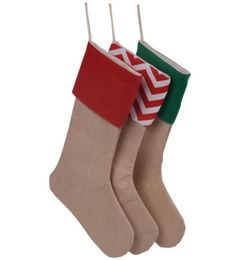 Canvas Christmas Stocking Sacs Gift Striped Basmas Stockings Burlap chaussettes de randonnée Candy Dorations de Noël 2135744