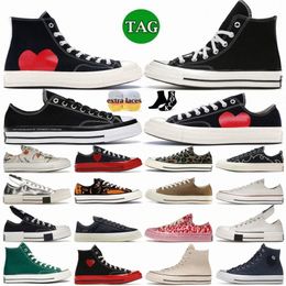 canvas Chuck sneakers All-Star 70 Ox Hi 1970s PLAY Black White Multi-Heart Milk Blue Quartz Grey Red Midsole Vintage Squirrel Friend Brown Midnight Clover Casual Shoes