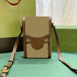 Mini bolso para teléfono móvil de diseñador de lona para mujer, bolso cruzado, bolsos de cuero genuino