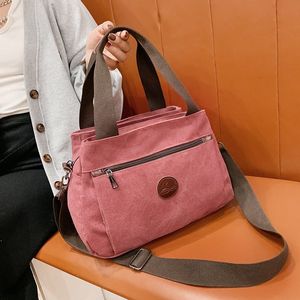 Sac à main en toile multi-poches grande capacité sac de loisirs couleur unie Vintage décontracté simple sacs à bandoulière simples