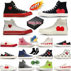 Canvas schoenen sterren allemaal liefde met spelen ogen hart 70s ontwerper high low klassieke sneakers felroze multi-hart multi-hart wit zwart blauw rood grijs polka stip middenzool groene vrouwen