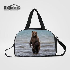 Canvas Reistassen Heren Handbagage Tas Beer Dierentuin Dierenprint Plunjezak Met Schoenenvak Medium Weekendtassen Hoog Q297H