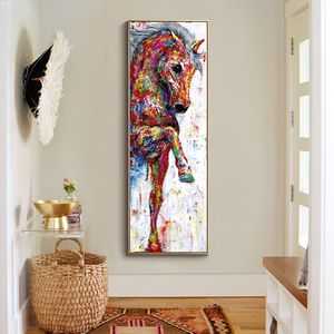 Toile Peinture Abstraite Rouge Cheval Estampes Et Affiches Animal Mur Art Pour Chambre Décor Peinture Murale Nordique Affiche Oeuvre PAS DE CADRE