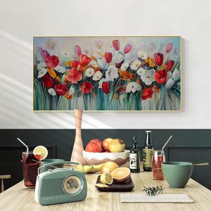 Canvas Schilderij Abstract Rood Witte Tulp Gedrukt Op Wall Art Foto Nordic Posters En Prints Voor Woonkamer Cuadros Decor