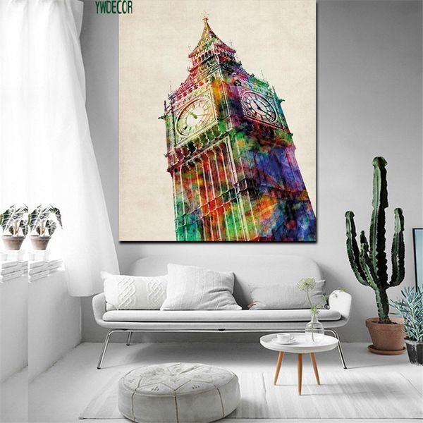 Lienzo pintura abstracta Coliseo Romano Coliseo Big Ben Pop arte moderno famoso cuadro de pared para sala de estar Cuadros