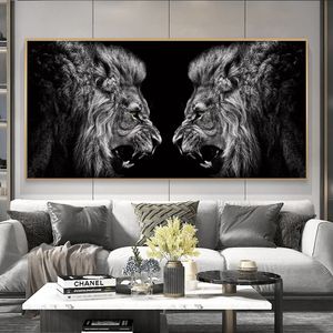 Peinture sur toile avec Animal lion, décor de chambre, affiche imprimée, peintures d'art murales, art modulaire