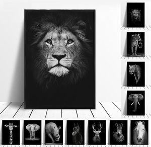 Toile peinture animal mur art lion éléphant cerf zèbre affiches et impressions photos murales pour salon décoration maison decor2162831