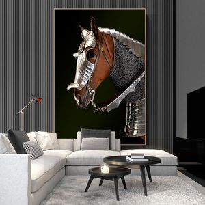 Peinture sur toile de chevaux noirs, affiches et imprimés d'animaux sauvages, images d'art murales modernes pour décoration de salon