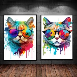 Canvas schilderen kleurrijke kat dier moderne woonkamer esthetische poster muur kunst huis voor kinderen slaapkamer decor geschenken geen frame wo6