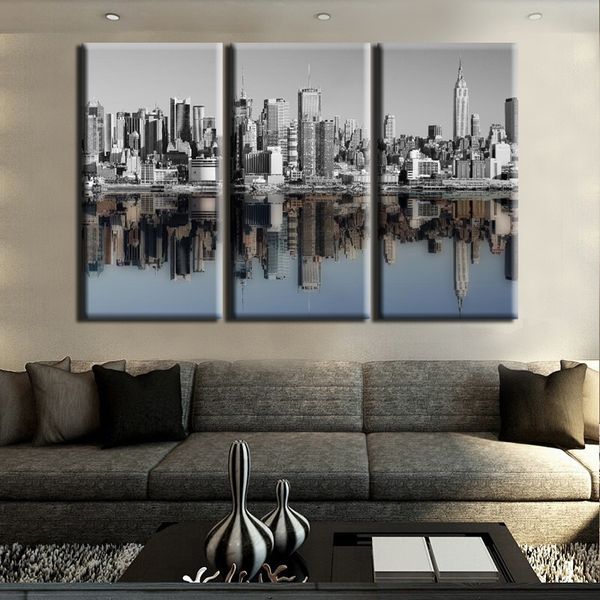 Pintura en lienzo Impresión digital HD Edificio famoso Paisaje ciudadano Pintura en lienzo Imagen invertida Póster Imagen de pared modular para sala de estar