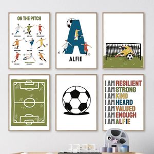 Canvas schilderen voetbalveld cartoon doelman sportposters print muur kunst Noordse foto's voor slaapkamer tiener kinderkamer decor cadeau geen frame wo6