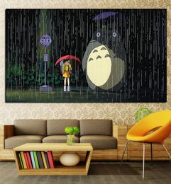 Canvas Schilderij Hayao Miyazaki Totoro Regenachtige Dag Print Japanse Cartoon Animatie Art Poster Moderne Muur Foto voor Woonkamer4842809