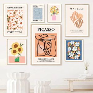 Peinture sur toile Hortensia Kusama Matisse Champignon Conque Picasso Vase Affiches et impressions Art mural Photos murales pour salon chambre décor cadeau sans cadre Wo6