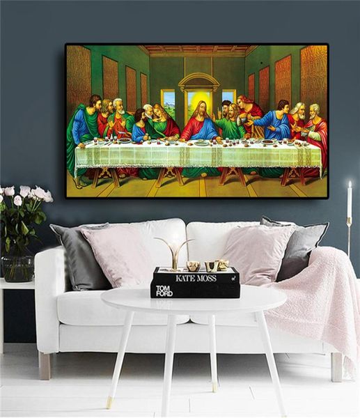 Canvas Peinture Last Supper Jésus Portrait Résumé Affiches Cuadros et imprimés Images d'art mural pour le salon salle de cuisine 4417716