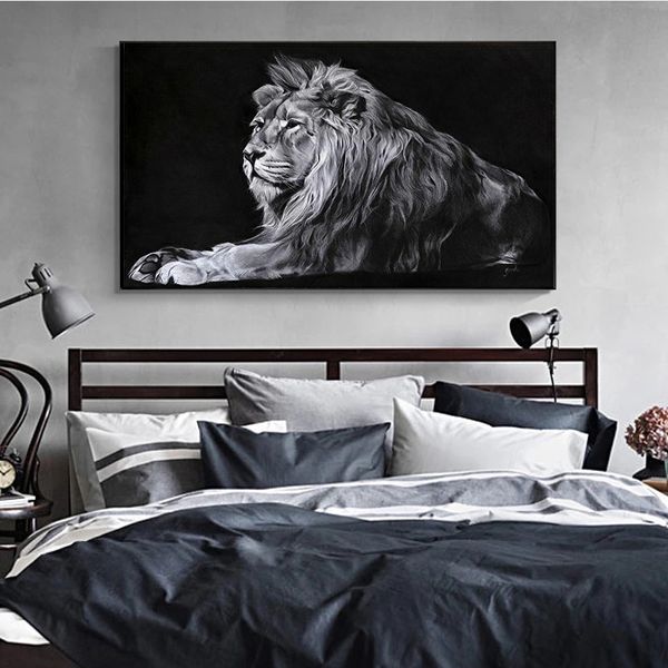Toile de peinture moderne avec image d'animal, Art mural, imprimés de Lion, affiches pour décor de salon, sans cadre