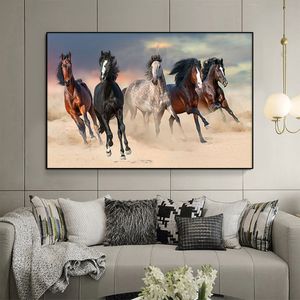 Toile peinture moderne noir et blanc chevaux en cours d'exécution huile HD impression sur affiche mur Art photo pour salon canapé Cuadros